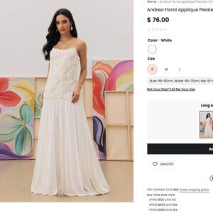 SUNFERE Andrea Floral Applique Pleated Chiffon Maxi Dress